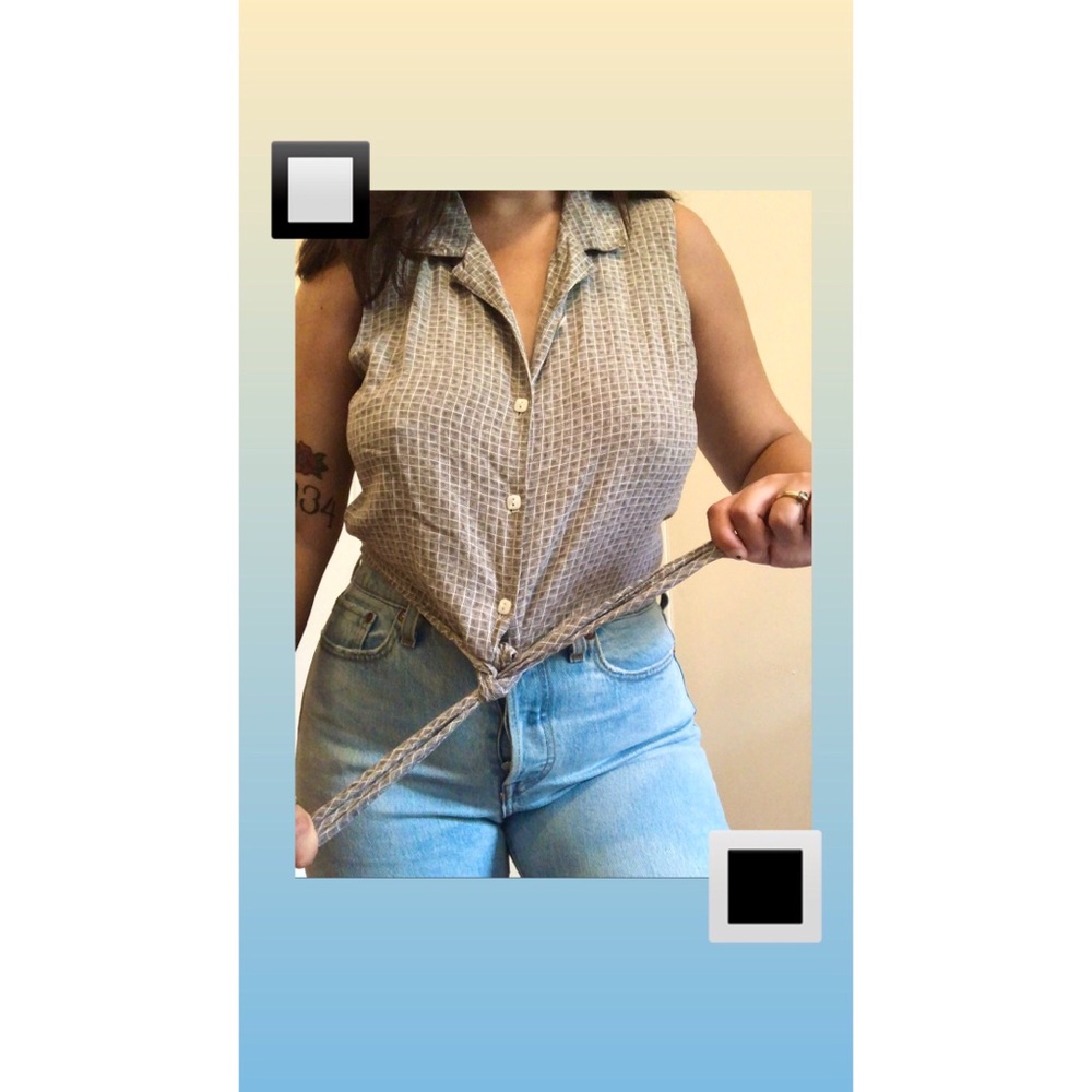 Vintage tie-up sleeveless top